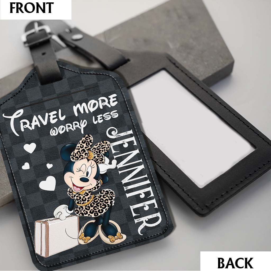 Travel More Worry Less - Personalized Mouse Leather Luggage Tag