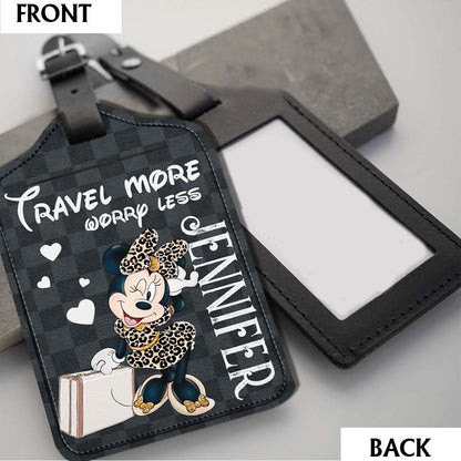Travel More Worry Less - Personalized Mouse Leather Luggage Tag