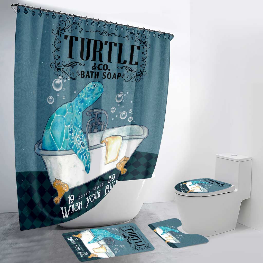 Bath Soap Co. - Turtle Bathroom Curtain & Mats Set