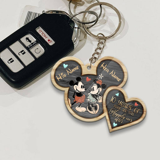 Still Happily Ever After - Personalized Couple Mouse Keychain (Printed On Both Sides)