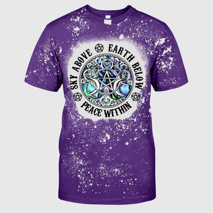 Sky Above Earth Below Triple Moon - Witch Handmade Bleached Shirts
