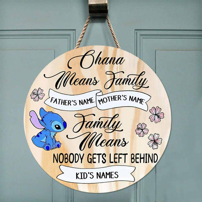 Ohana Means Family - Personalized Round Wood Sign