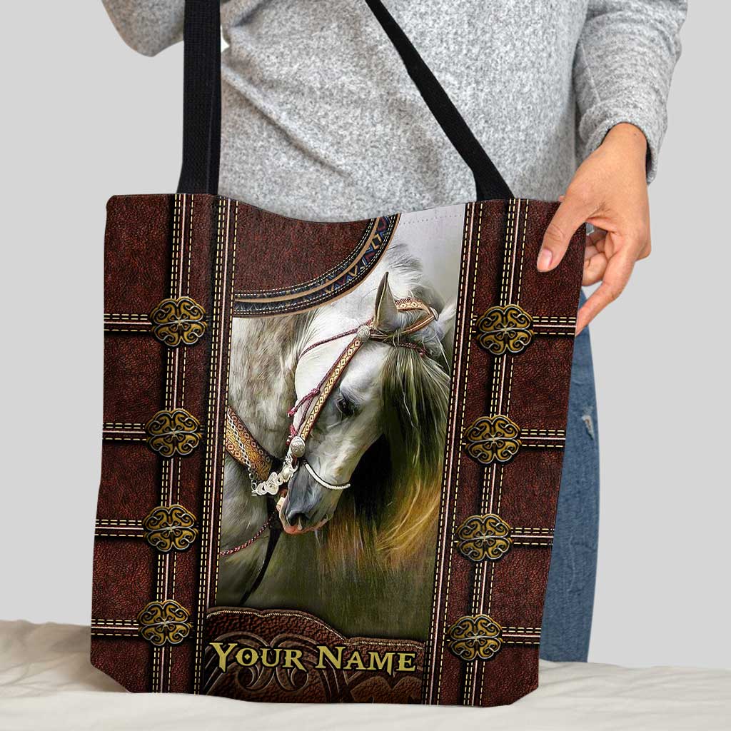 White Horse - Personalized Horse Tote Bag