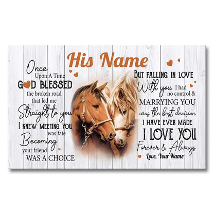 God Blessed The Broken Road - Personalized Couple Horse Canvas And Poster