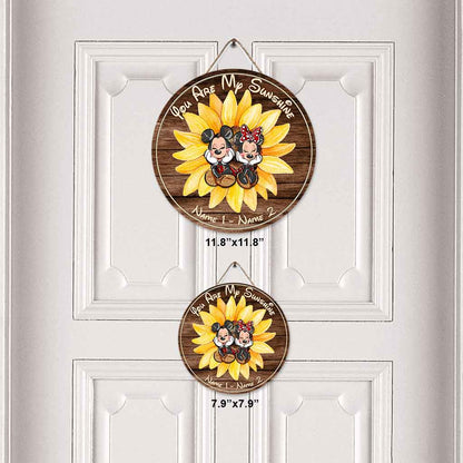 You Are My Sunshine - Personalized Mouse Round Wood Sign