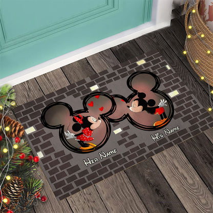 Home Is Where The Heart Is - Personalized Couple Mouse Doormat