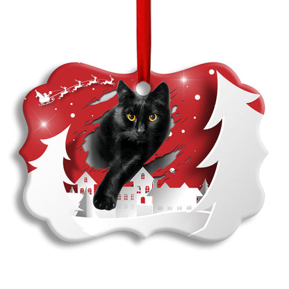 Black Cat Christmas Night - Cat Ornament (Printed On Both Sides) 1022