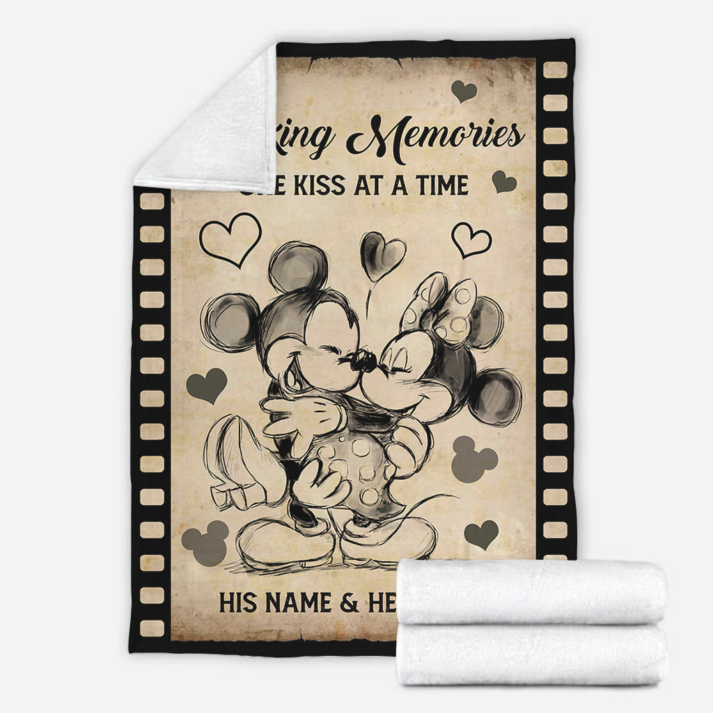 Making Memories One Kiss At A Time - Personalized Couple Mouse Blanket