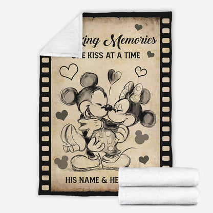 Making Memories One Kiss At A Time - Personalized Couple Mouse Blanket