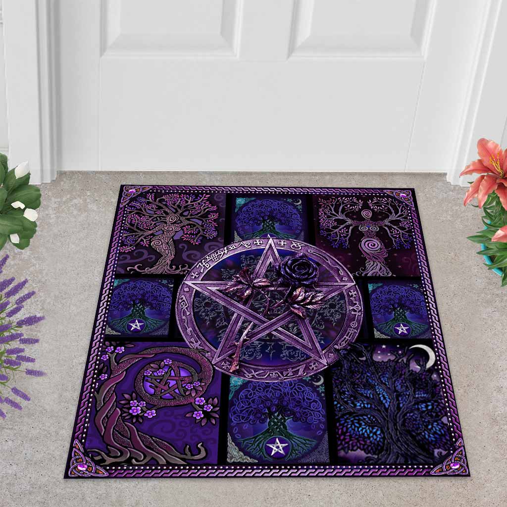 Witch Pentagram Magical Roses - Witch Shaped Doormat