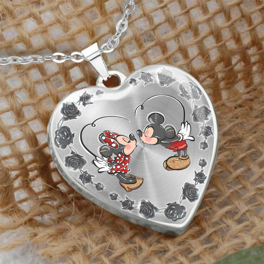 To My Wife - Personalized Couple Mouse Heart Pendant Necklace