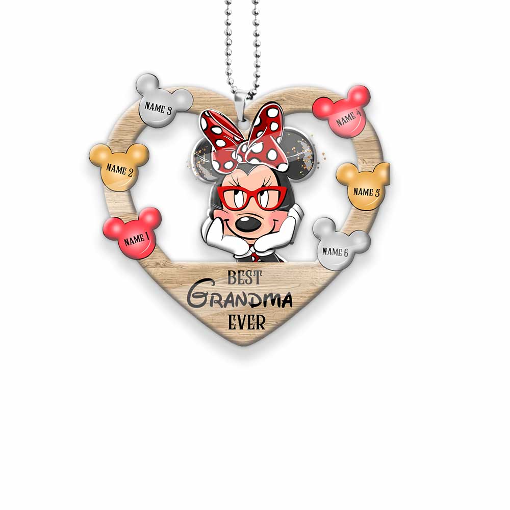 Best Grandma Ever - Personalized Mouse Car ornament (Printed On Both Sides)