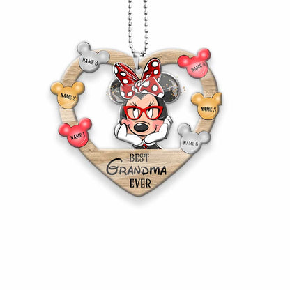 Best Grandma Ever - Personalized Mouse Car ornament (Printed On Both Sides)