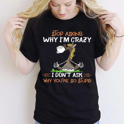 Stop Asking Why I'm Crazy Horse T-shirt and Hoodie 0523