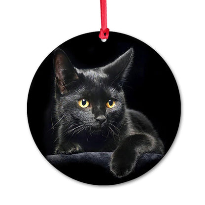 Cat Black Cat HHQZ0709015Y Circle - Cat Ornament (Printed On Both Sides) 1122