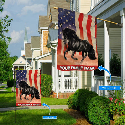 Black Horse American Personalized Horse House Flag 0523