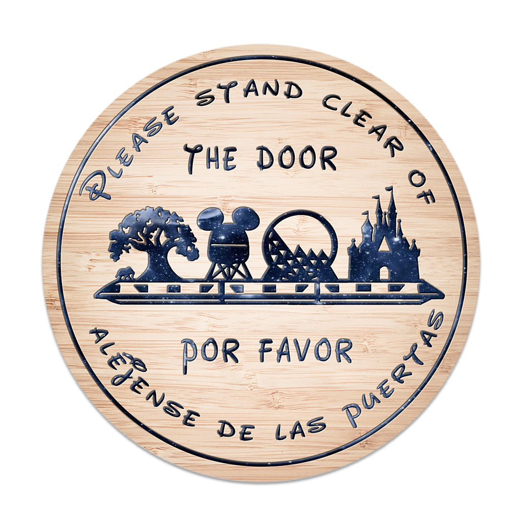 Please Stand Clear Of The Doors - Mouse Round Wood Sign