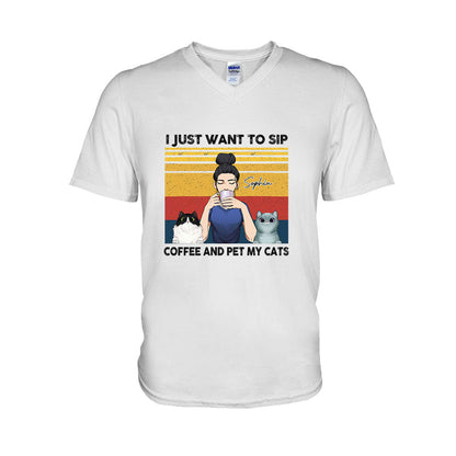 Cat Mom Coffee - Personalized Cat T-shirt and Hoodie