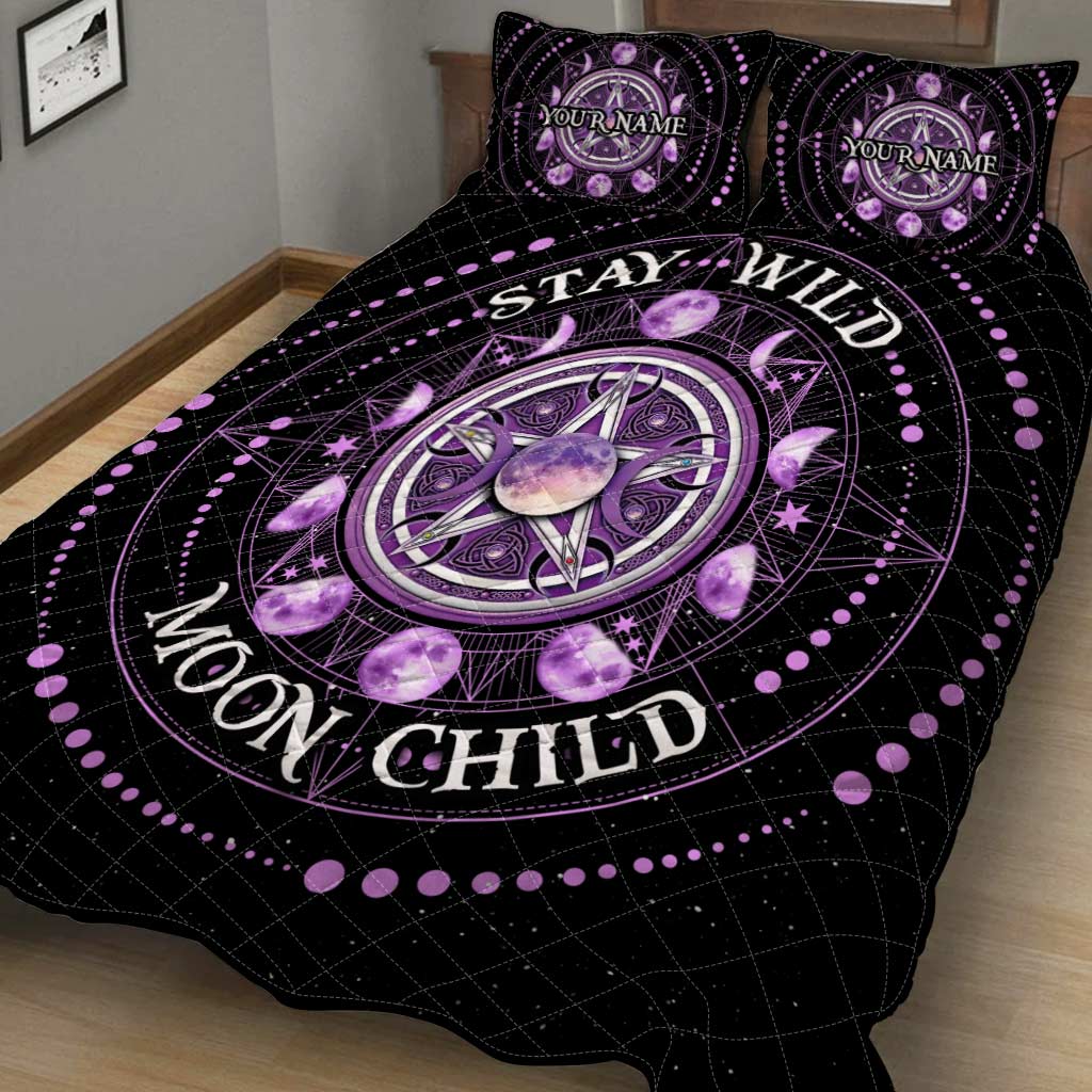 Stay Wild Moon Child - Personalized Halloween Witch Quilt Set