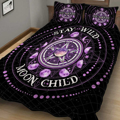 Stay Wild Moon Child - Personalized Halloween Witch Quilt Set