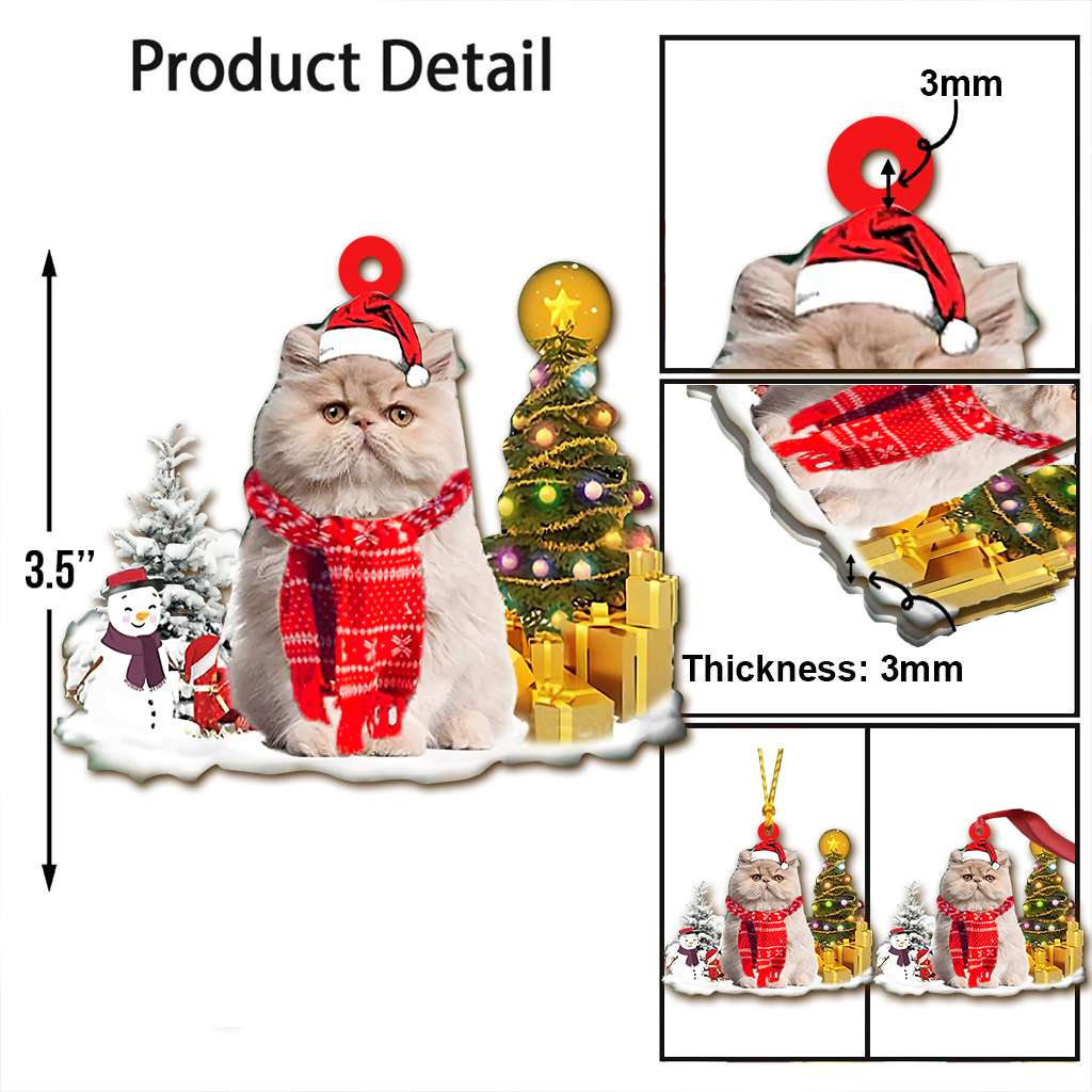 Persian Cat Pine Tree - Cat Ornament (Printed On Both Sides) 1022