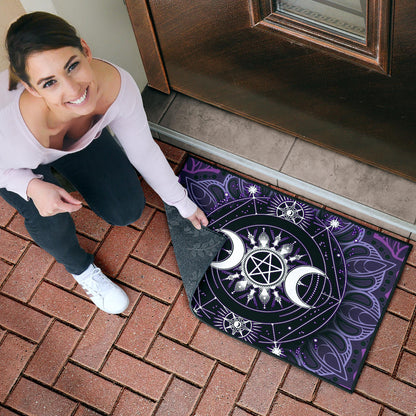Triple Moon Pentagram Wicca - Witch Doormat 0822