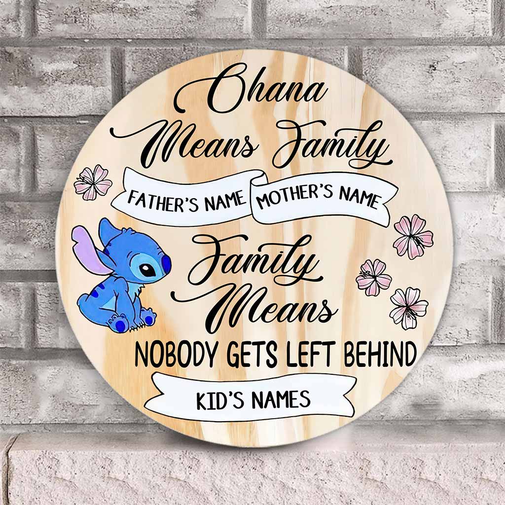 Ohana Means Family - Personalized Round Wood Sign