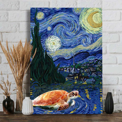 Turtles Starry Night - Turtle Canvas And Poster