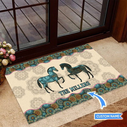 Horses Mandala Personalized Horse Doormat 0523