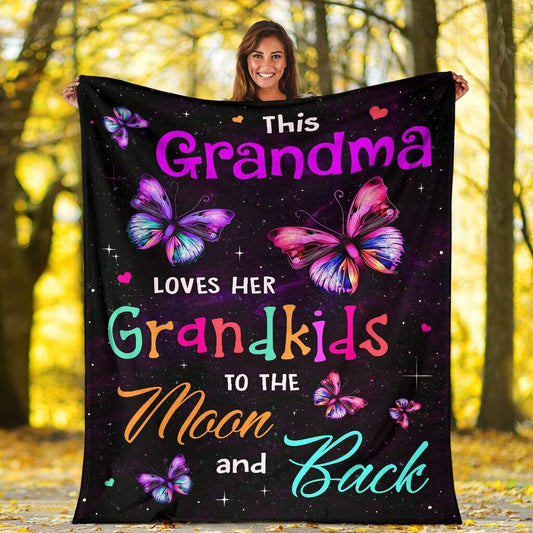 Grandma This Grandma Lover Her Grandkids To The Moon And Back Gift For Grandma From Grandkids - Grandma Blanket 0921