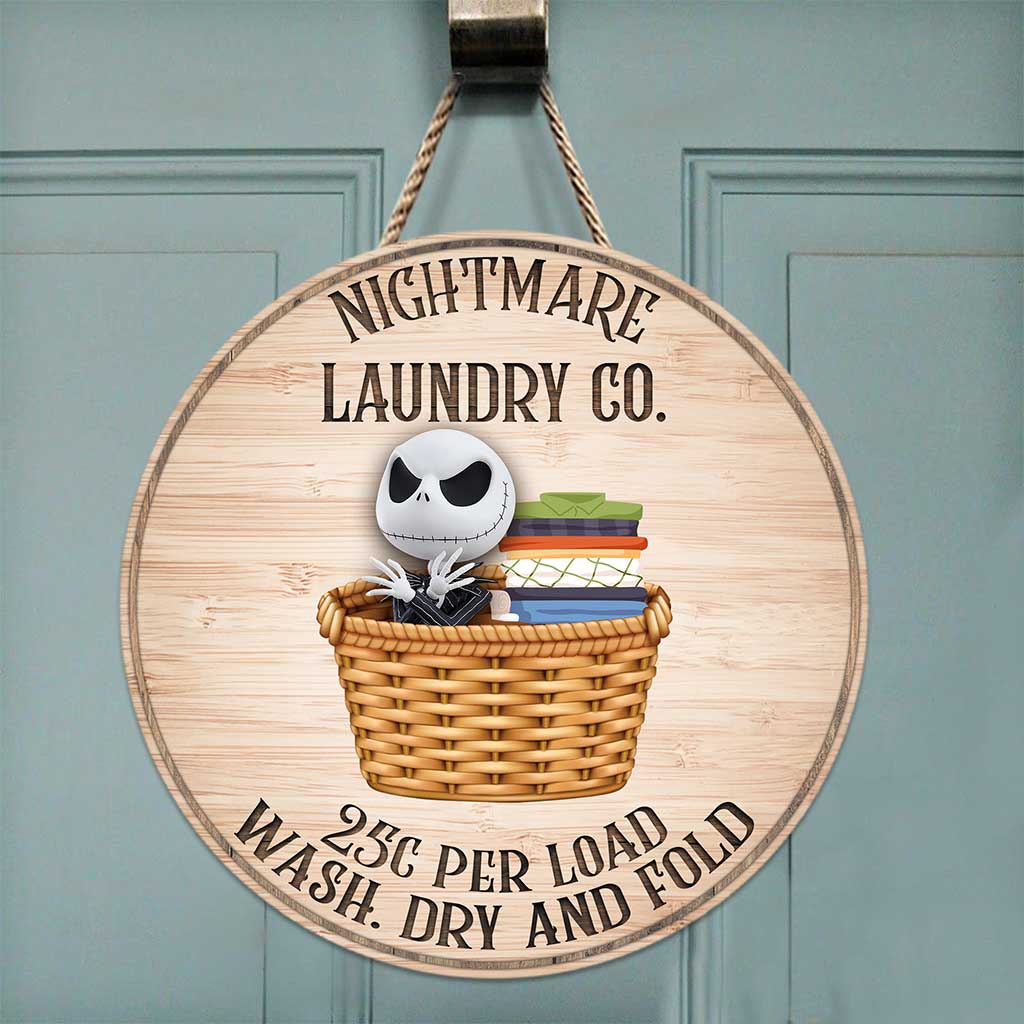 Laundry Co - Nightmare Round Wood Sign
