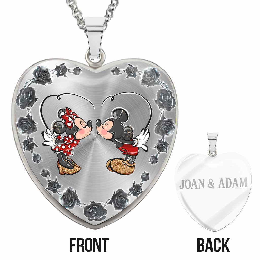 To My Wife - Personalized Couple Mouse Heart Pendant Necklace