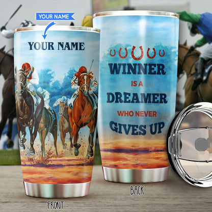 Never Give Up Personalized Horse Tumbler 0523