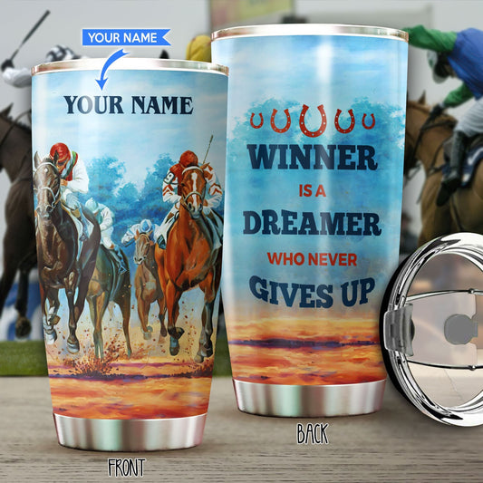 Never Give Up Personalized Horse Tumbler 0523