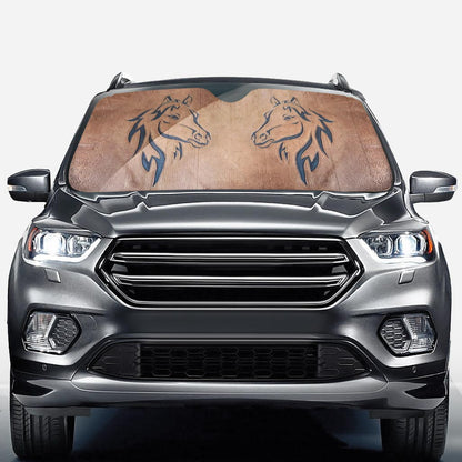 Love Horses Leather Pattern Print Horse Car Sunshade 0622