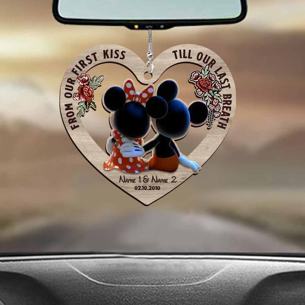 From Our First Kiss Till Our Last Breath - Personalized Mouse Car Ornament (Printed On Both Sides)
