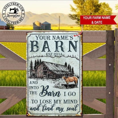 Horse Barn Personalized Horse Rectangle Metal Sign 0523