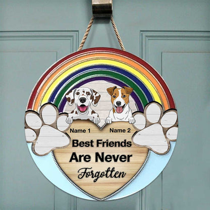Never Forgotten - Personalized Dog Round Wood Sign