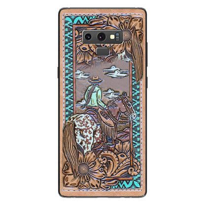 Love Horses - Personalized Phone Case With Leather Pattern Print