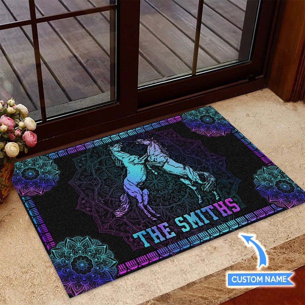 Two Horses Personalized Horse Doormat 0523