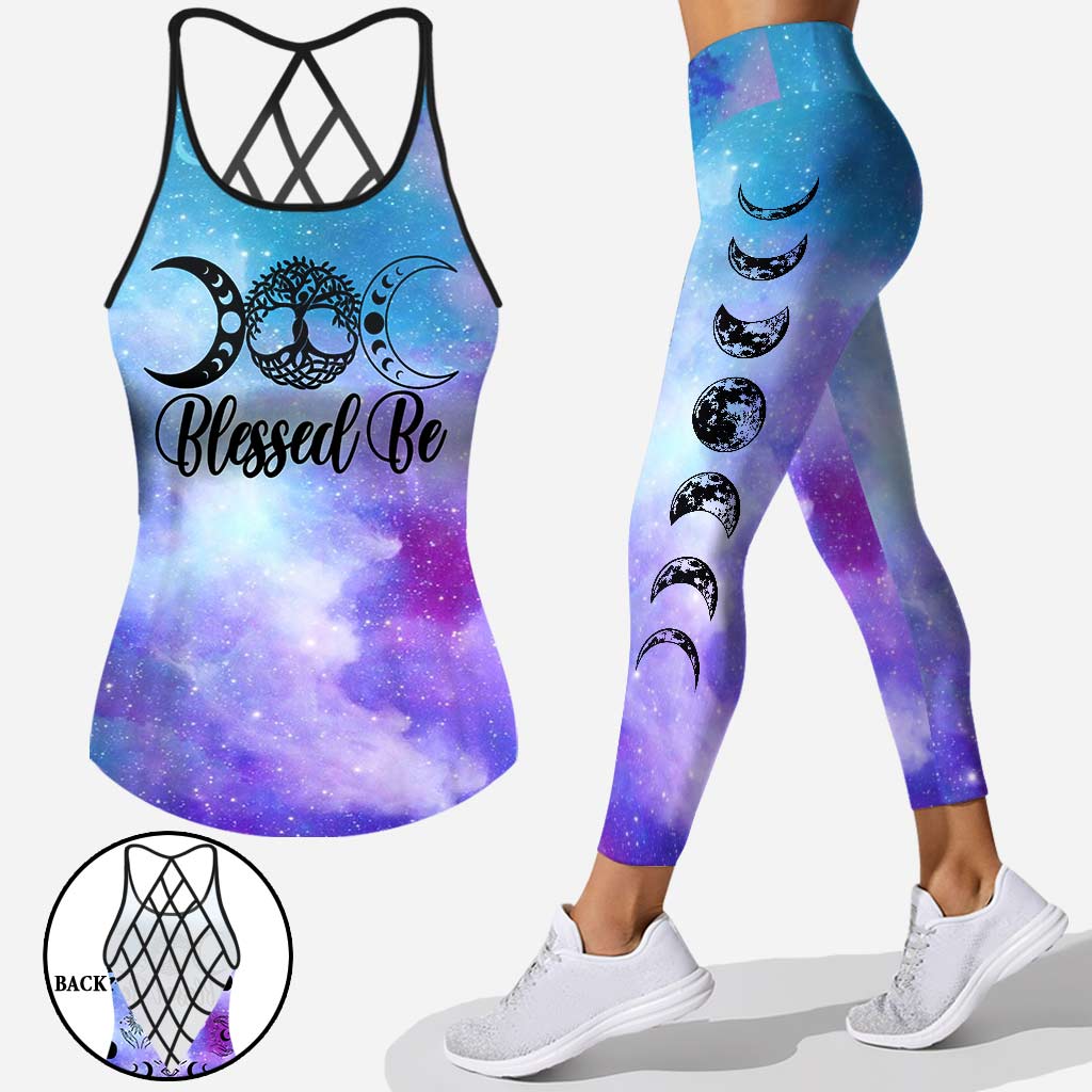 Blessed Be Triple Moon - Witch Cross Tank Top and Leggings