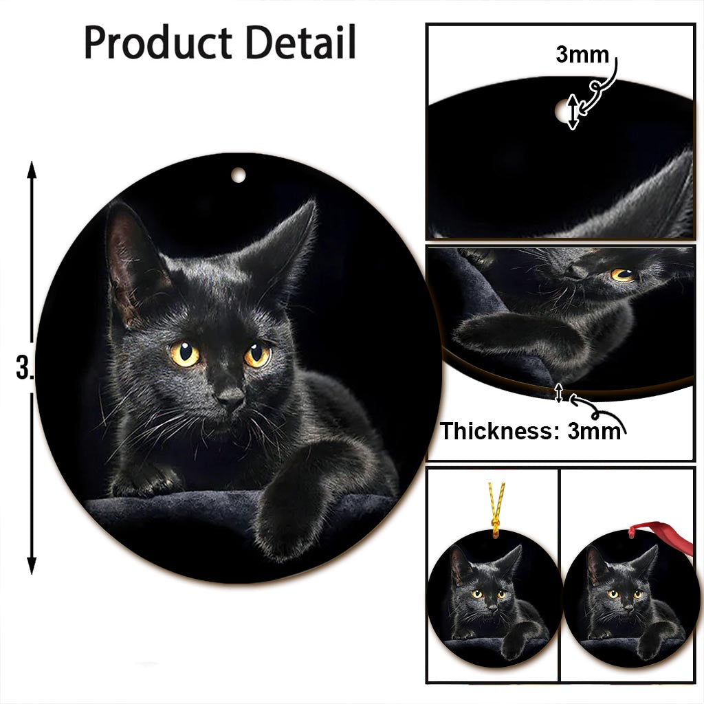 Cat Black Cat HHQZ0709015Y Circle - Cat Ornament (Printed On Both Sides) 1122