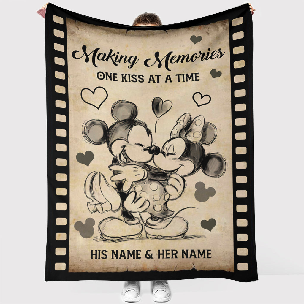 Making Memories One Kiss At A Time - Personalized Couple Mouse Blanket