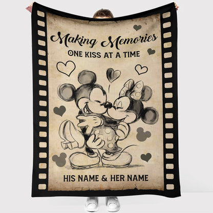 Making Memories One Kiss At A Time - Personalized Couple Mouse Blanket