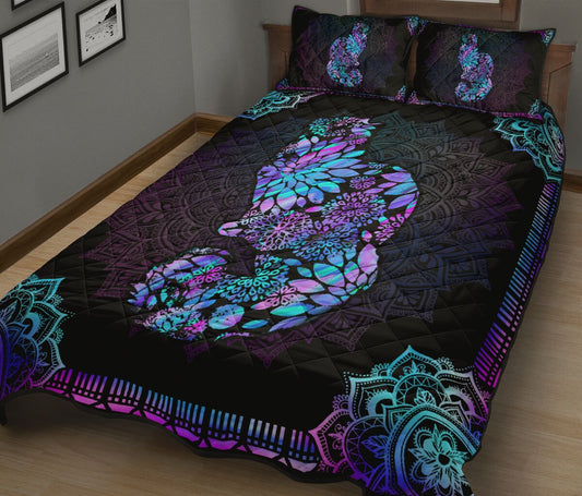 Floral Cat Cat  Quilt Set 0622