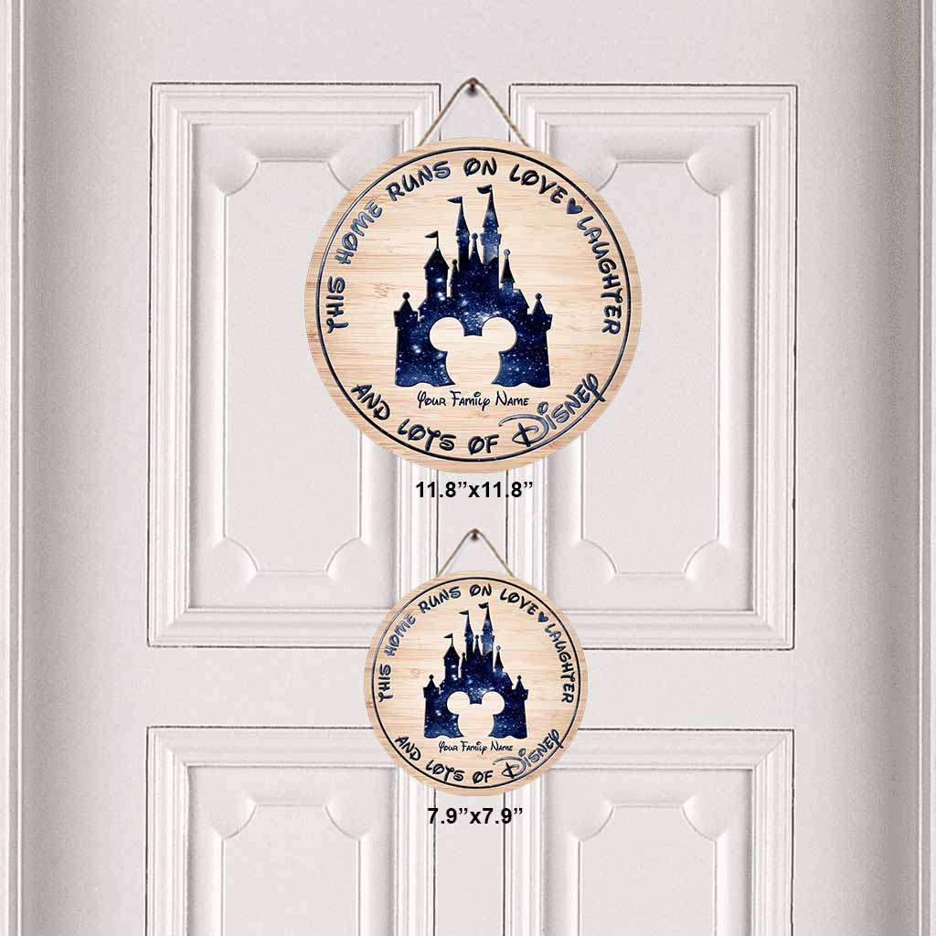 This Home Runs On - Personalized Mouse Round Wood Sign