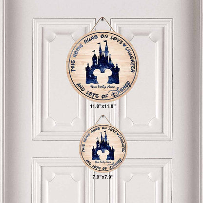 This Home Runs On - Personalized Mouse Round Wood Sign