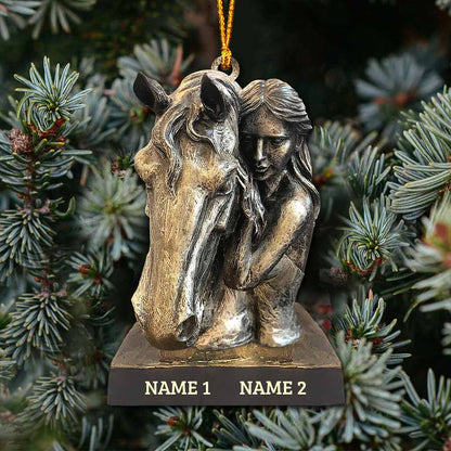 Horse And Girl - Personalized Ornament (Printed On Both Sides)