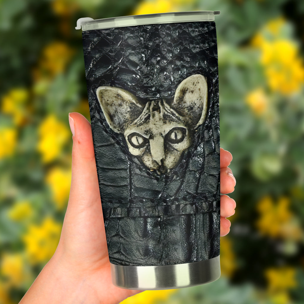 Cat Leather Pattern Print Cat Tumbler 0622