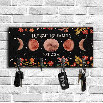 Moon Phase Floral - Personalized Witch Key Rack